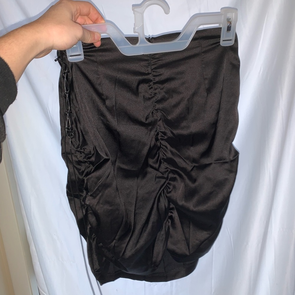 Silky Black Rouched Skirt